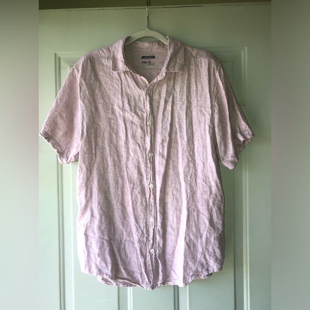 Anko pink linen blend button-front shirt size M